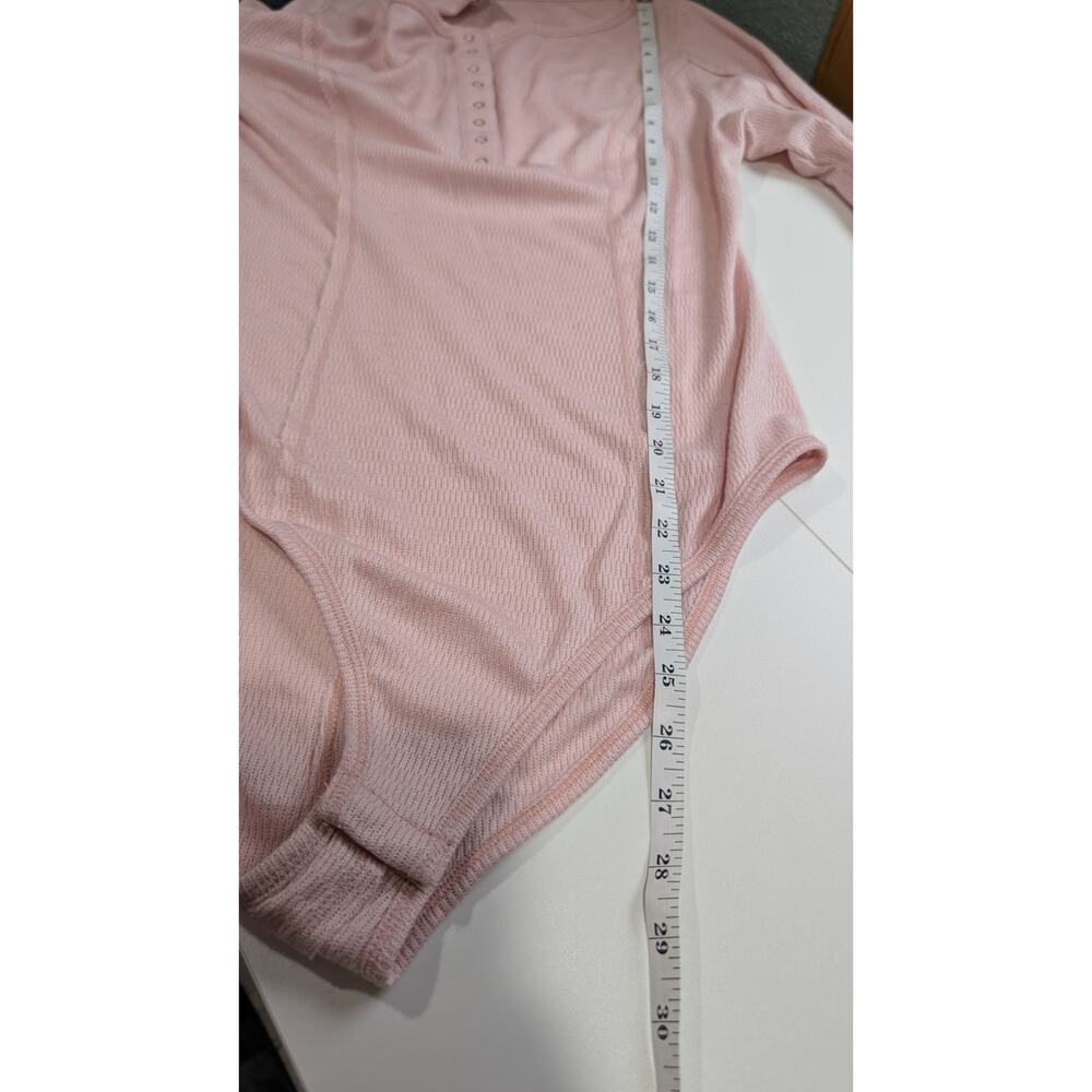 Free‎ People Bodysuit Womens Large Light Pink Henley Long Sleeve - Picture 8 of 9